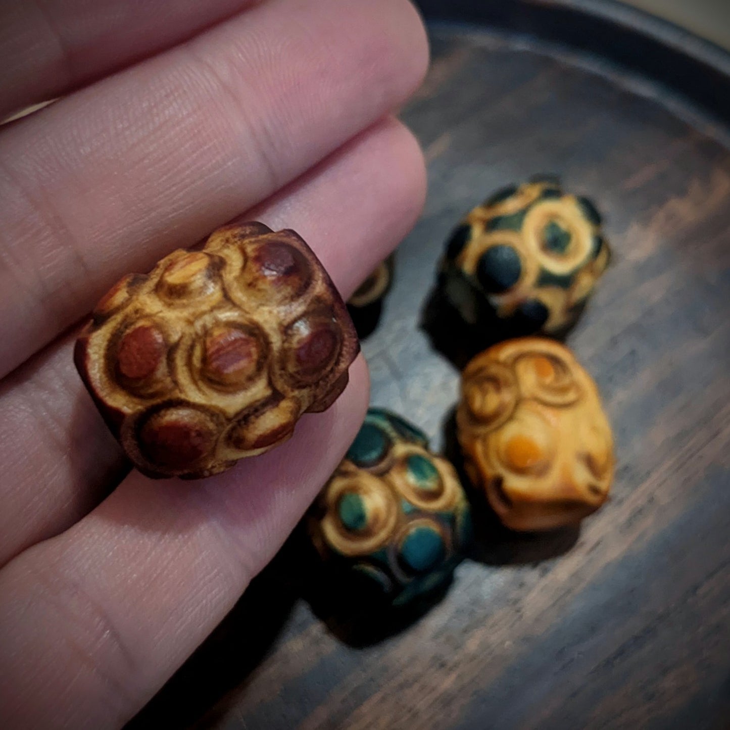 Carved wooden beads for dreadlocks large