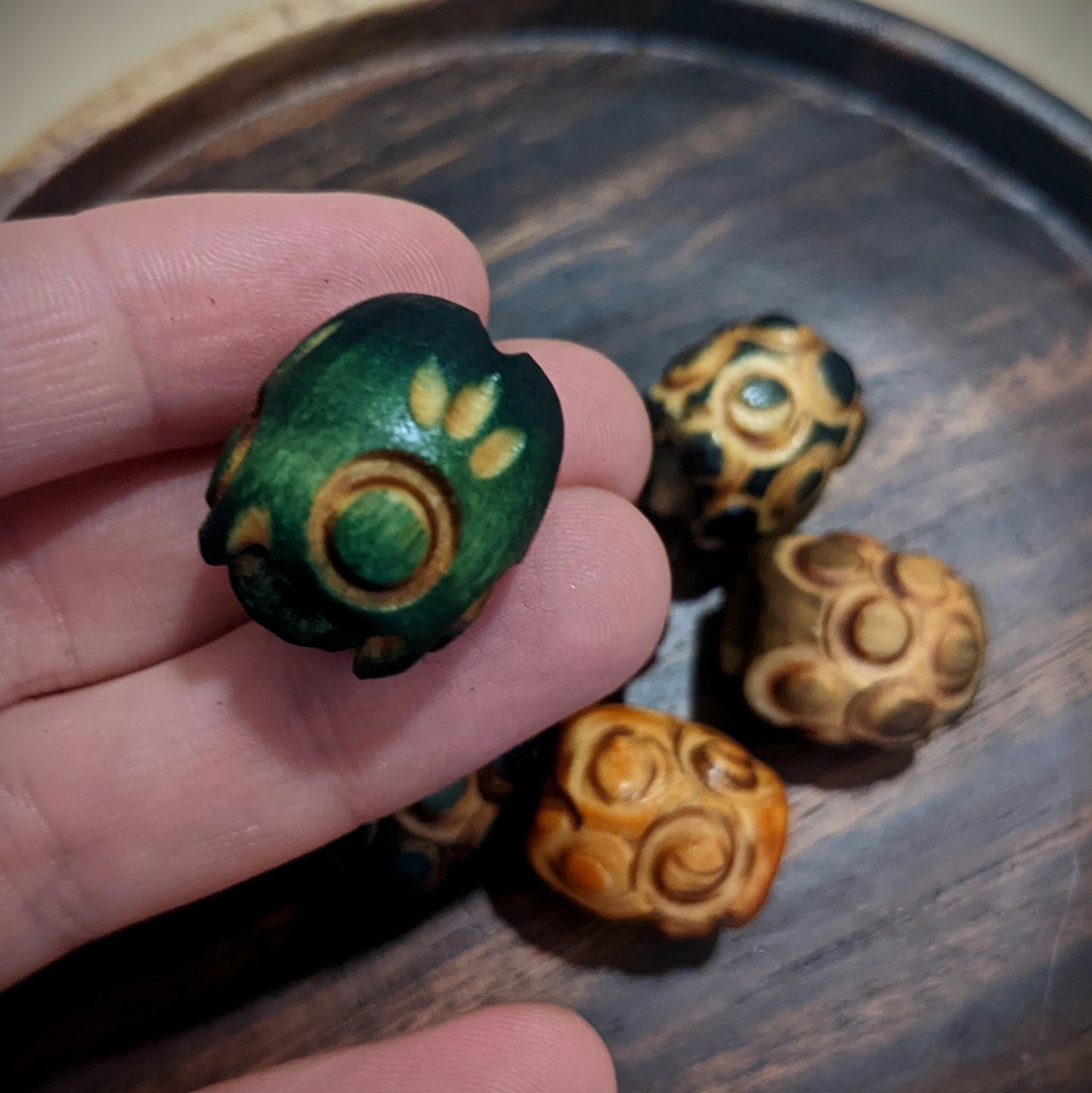 Carved wooden beads for dreadlocks large