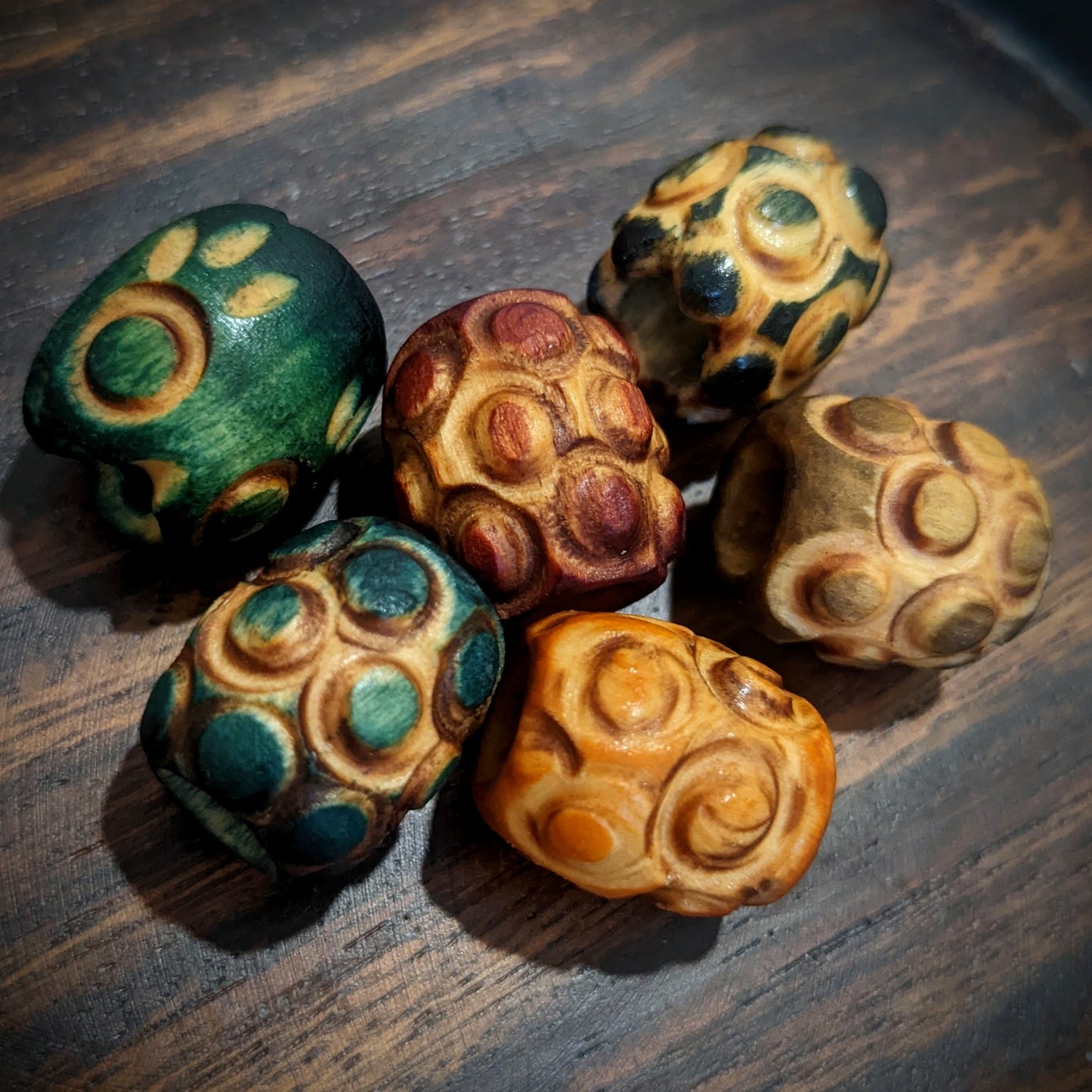 Carved wooden beads for dreadlocks large