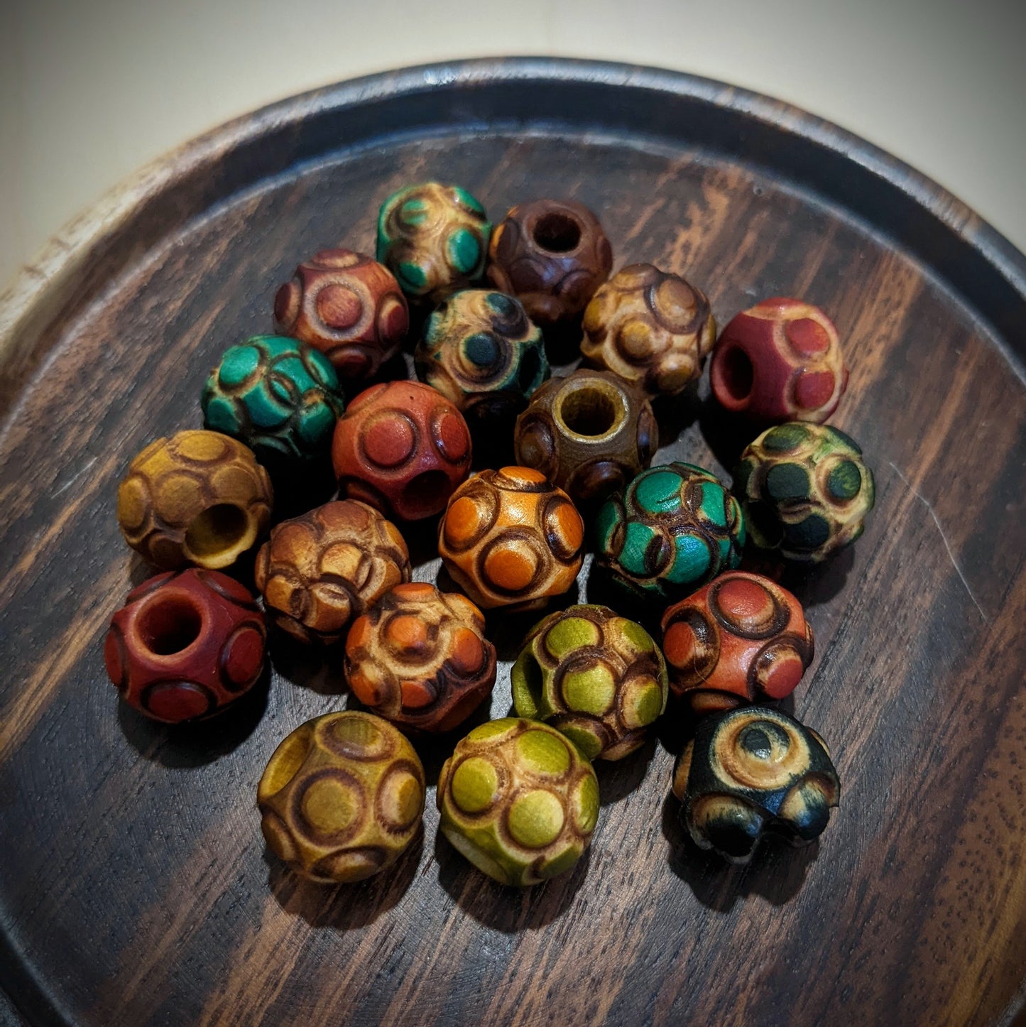 Carved wooden beads for dreadlocks small