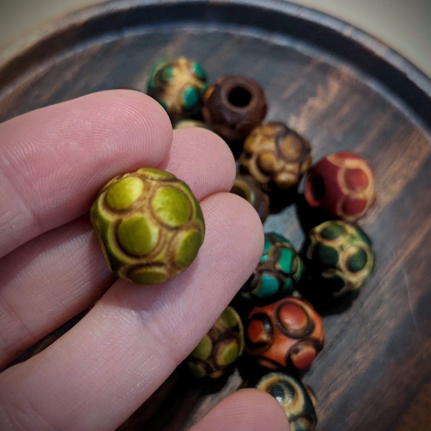 Carved wooden beads for dreadlocks small