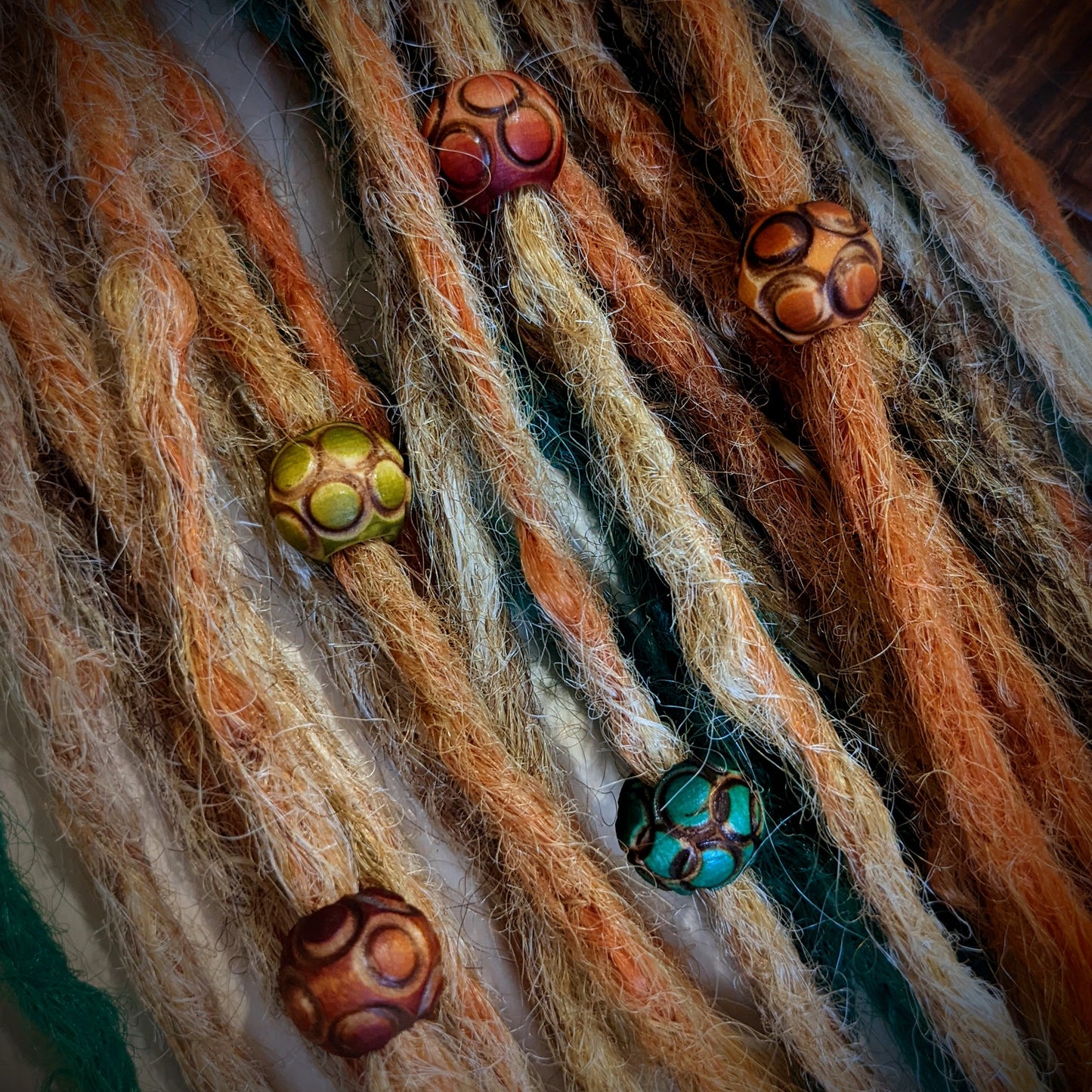 Carved wooden beads for dreadlocks small