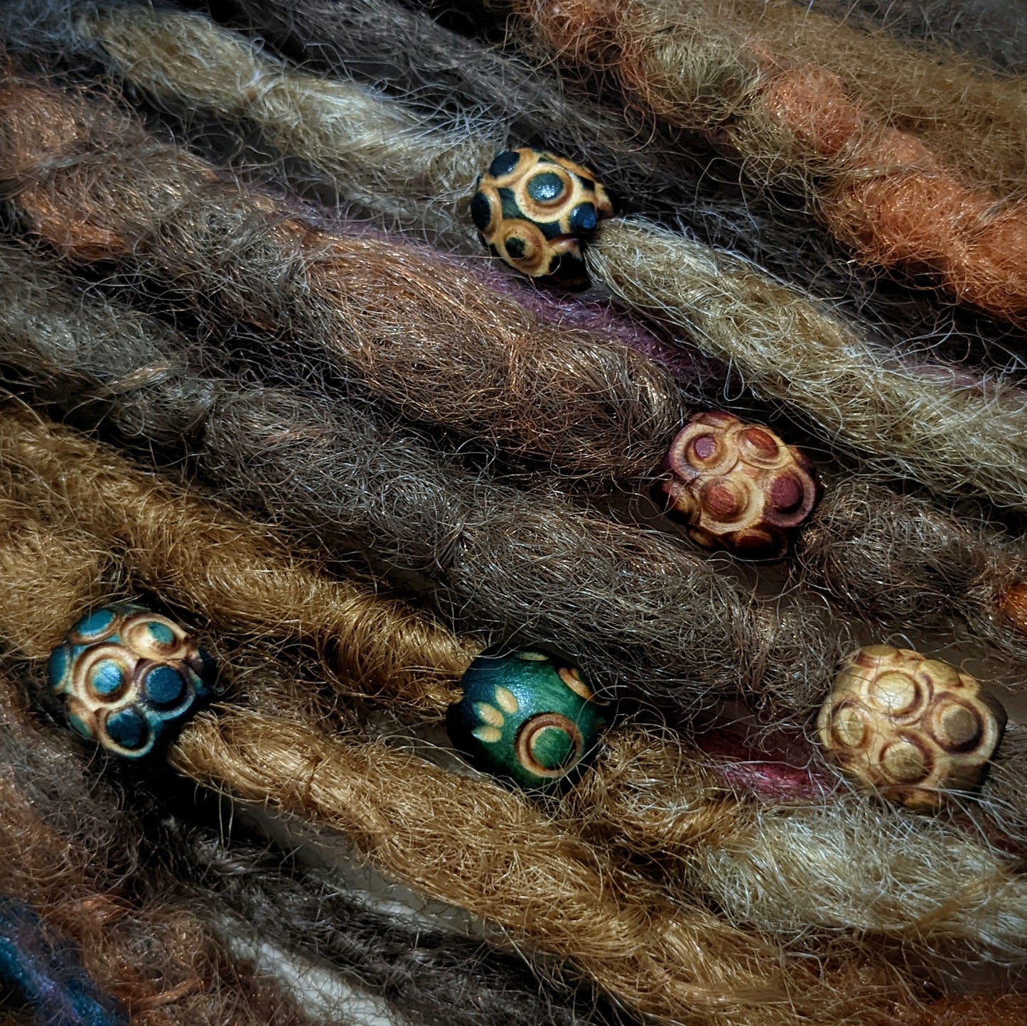 Carved wooden beads for dreadlocks large