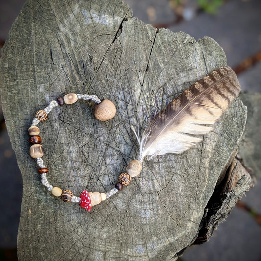 Dreadlock bead toadstool with Alua feather