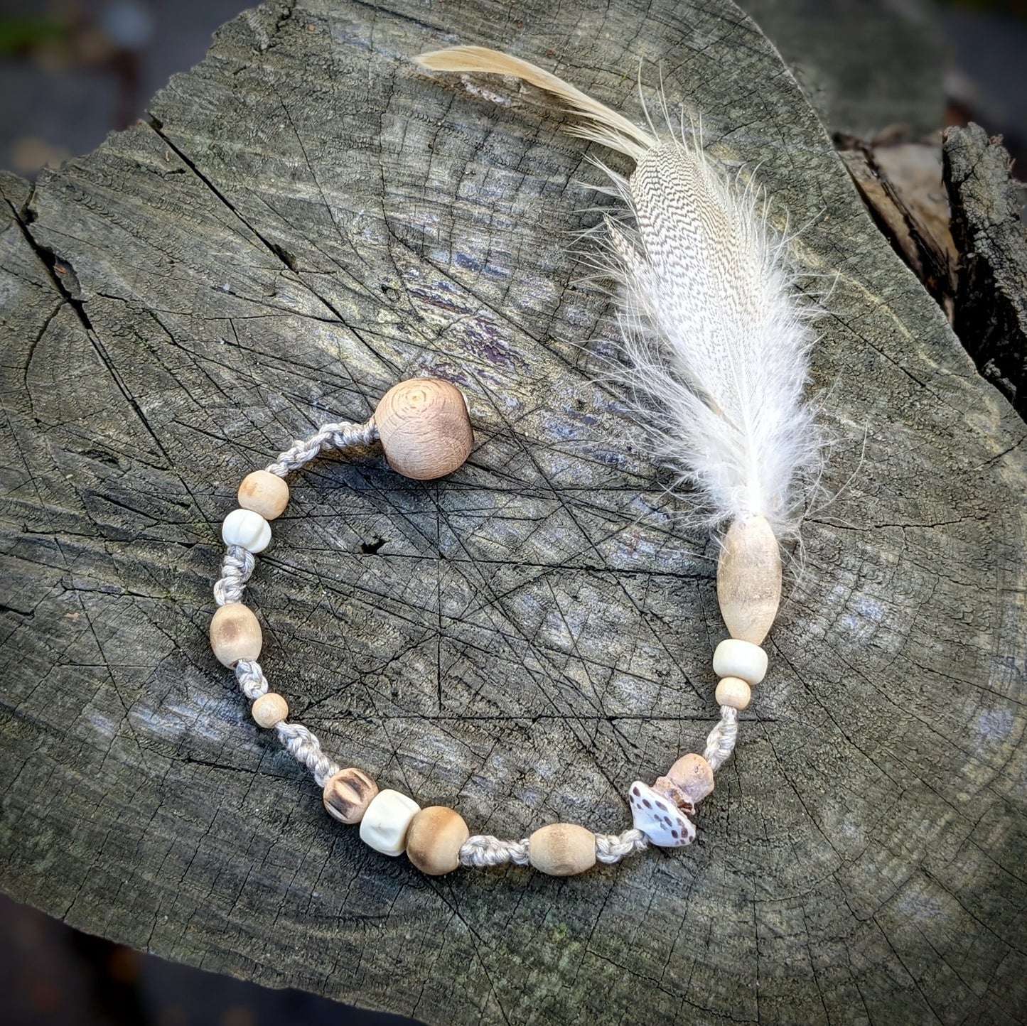 Dreadlock bead toadstool with Gaqammo feather