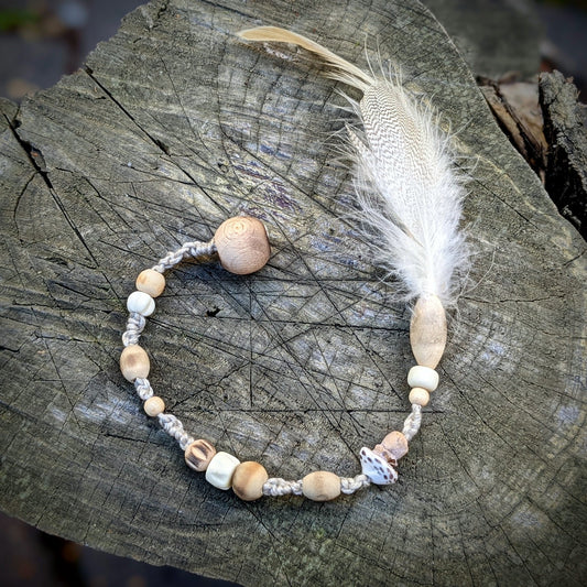 Dreadlock bead toadstool with Gaqammo feather
