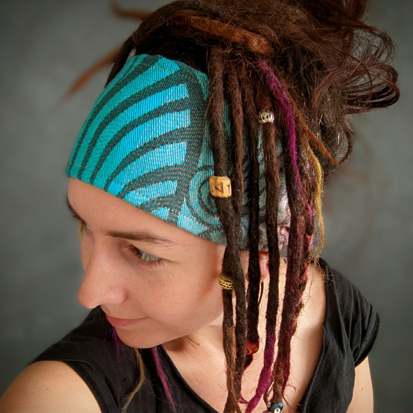 Scarf headband Spiral Turquoise
