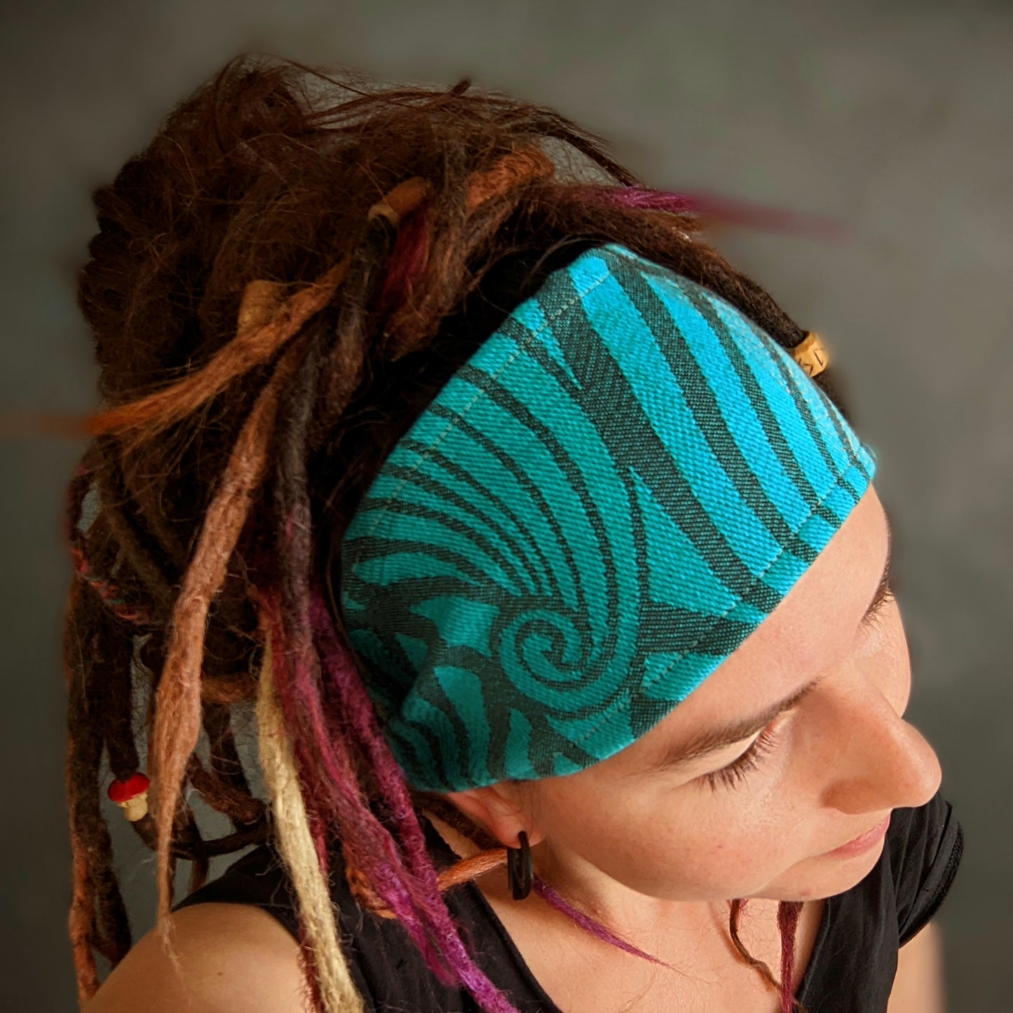 Scarf headband Spiral Turquoise