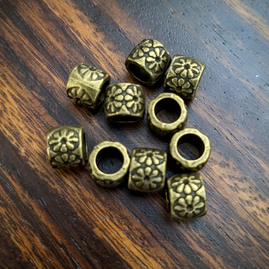 Metal flower beads brass