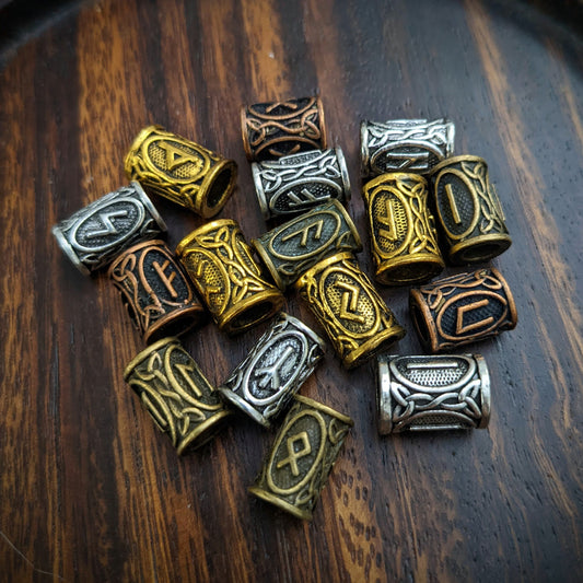 Metal rune beads large