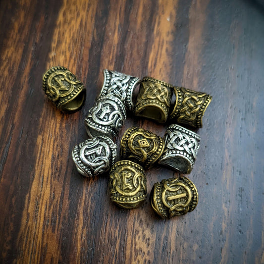 Metal rune beads small