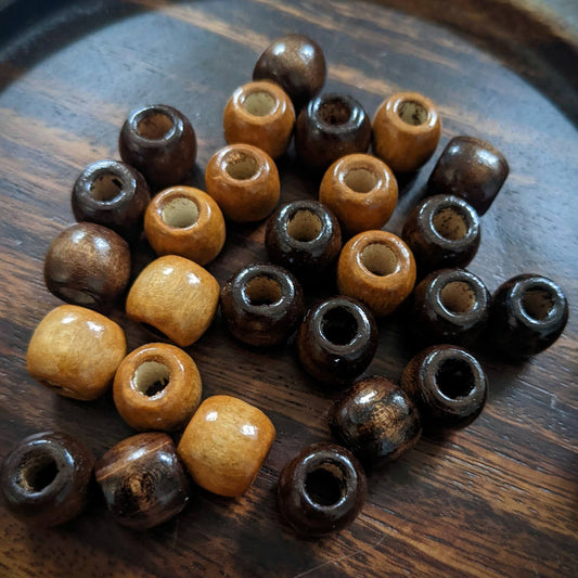 Wooden beads for dreadlocks, natural