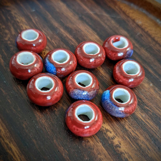 Ceramic beads for dreadlocks, two-tone