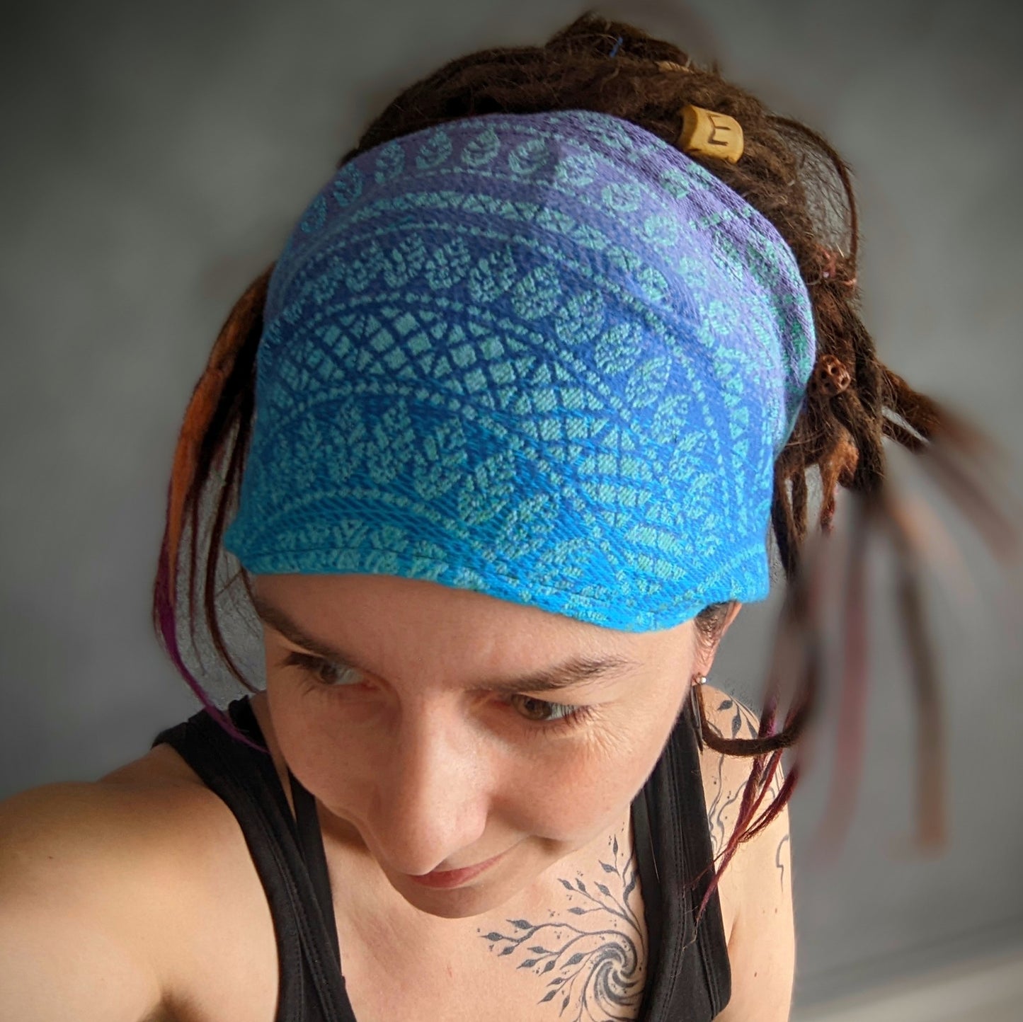 Šátková čelenka Mandala tyrkys
