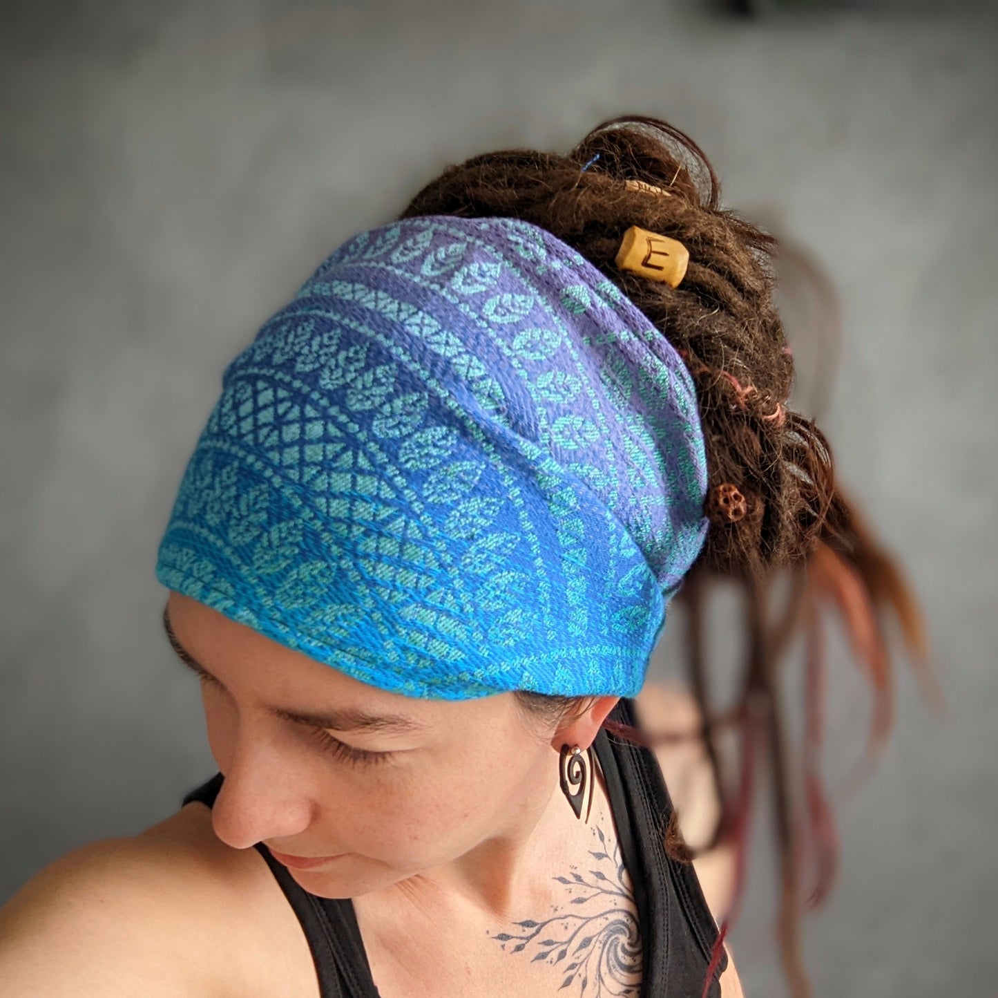 Šátková čelenka Mandala tyrkys