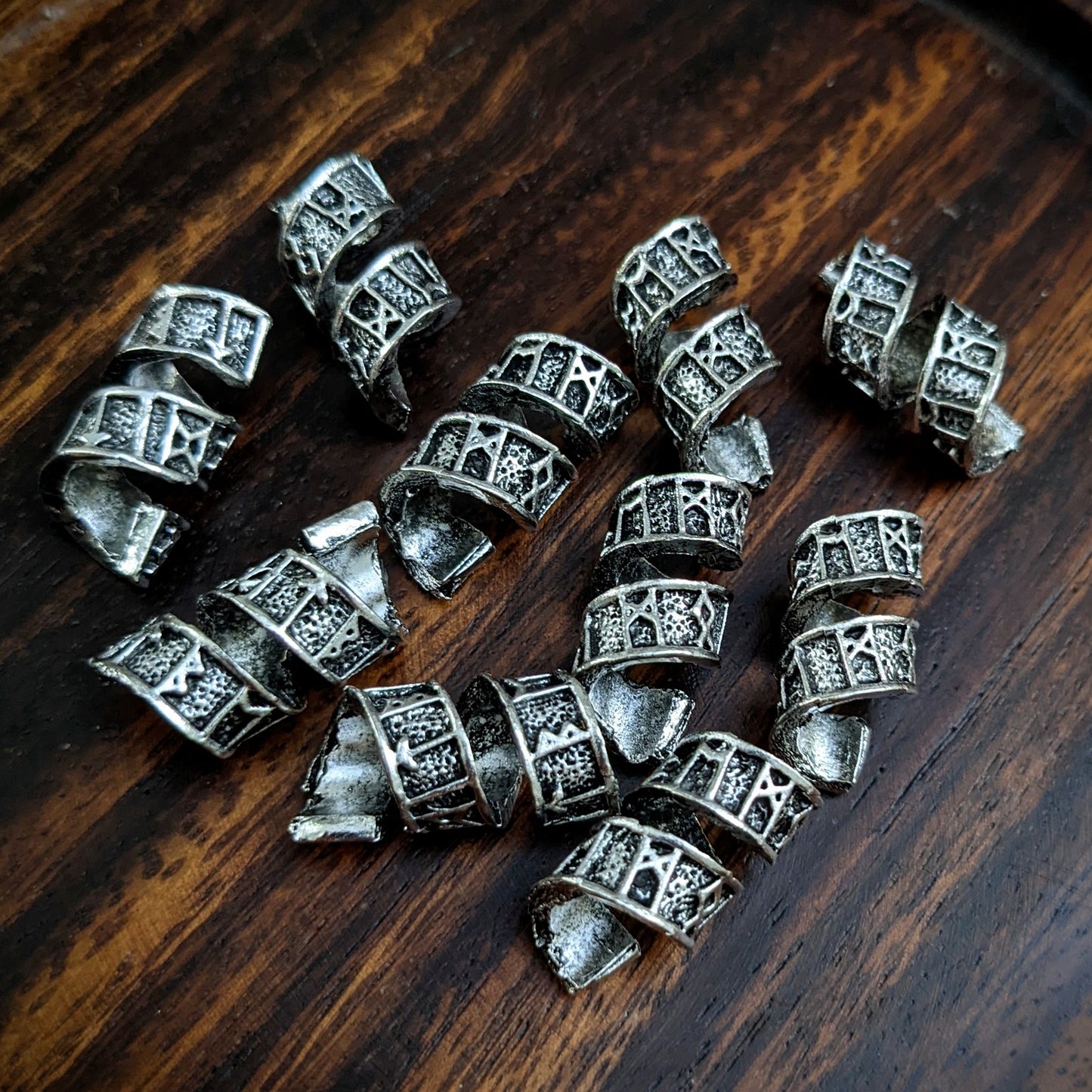 Metal runic spiral beads