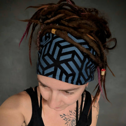Šátková čelenka Geometrie tmavá