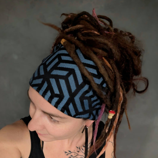 Šátková čelenka Geometrie tmavá