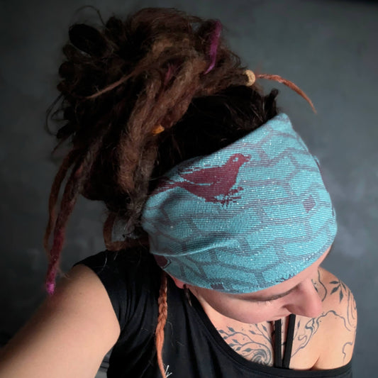 Šátková čelenka Birds hnědá