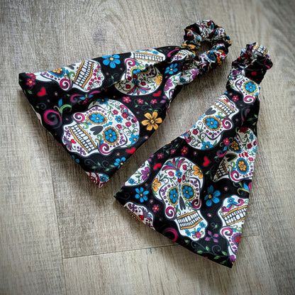 Šátková čelenka La calavera (černá)