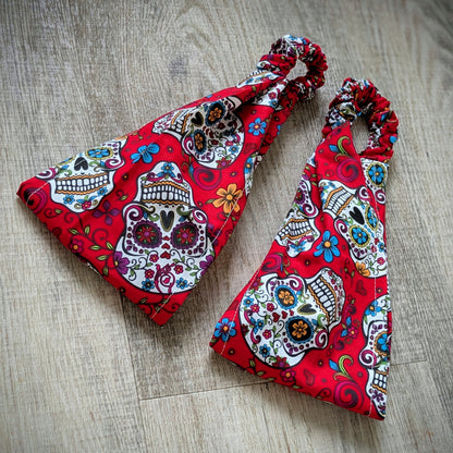 Šátková čelenka La calavera (červená)