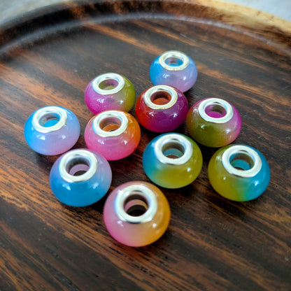 Korálky na dready akrylové dvoubarevné s kovovým středem